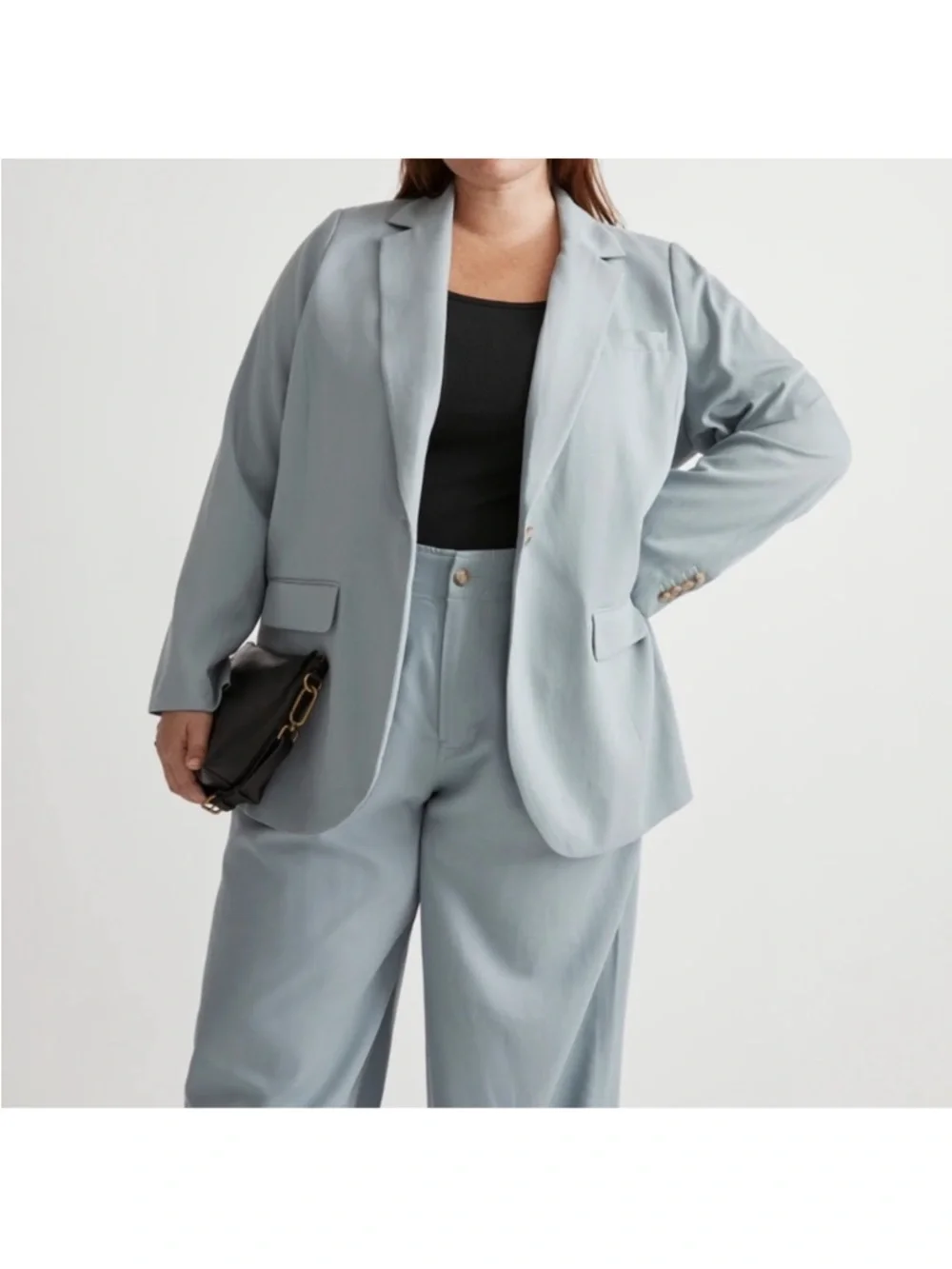 Madewell The Plus Larsen Blazer‎ in Drapeweave In Overcast Size 2X NWT